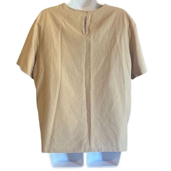 Gemilli Vintage Tan Pullover Lightweight Short sleeve Blouse Large Capsule - Picture 2 of 8